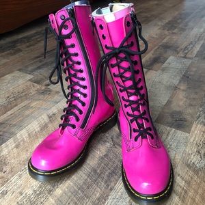 Hot pink patent leather Dr. Martens